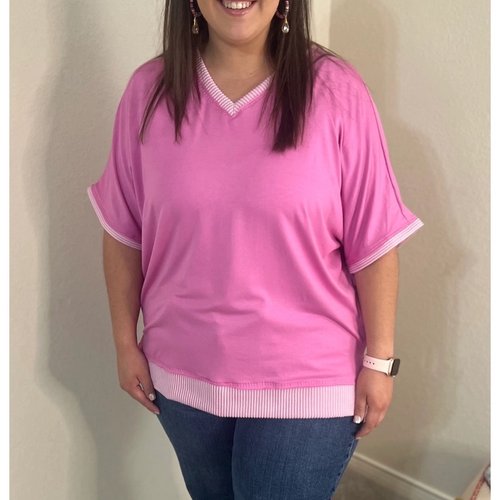 Blumin brand pink relaxed fit short sleeve top